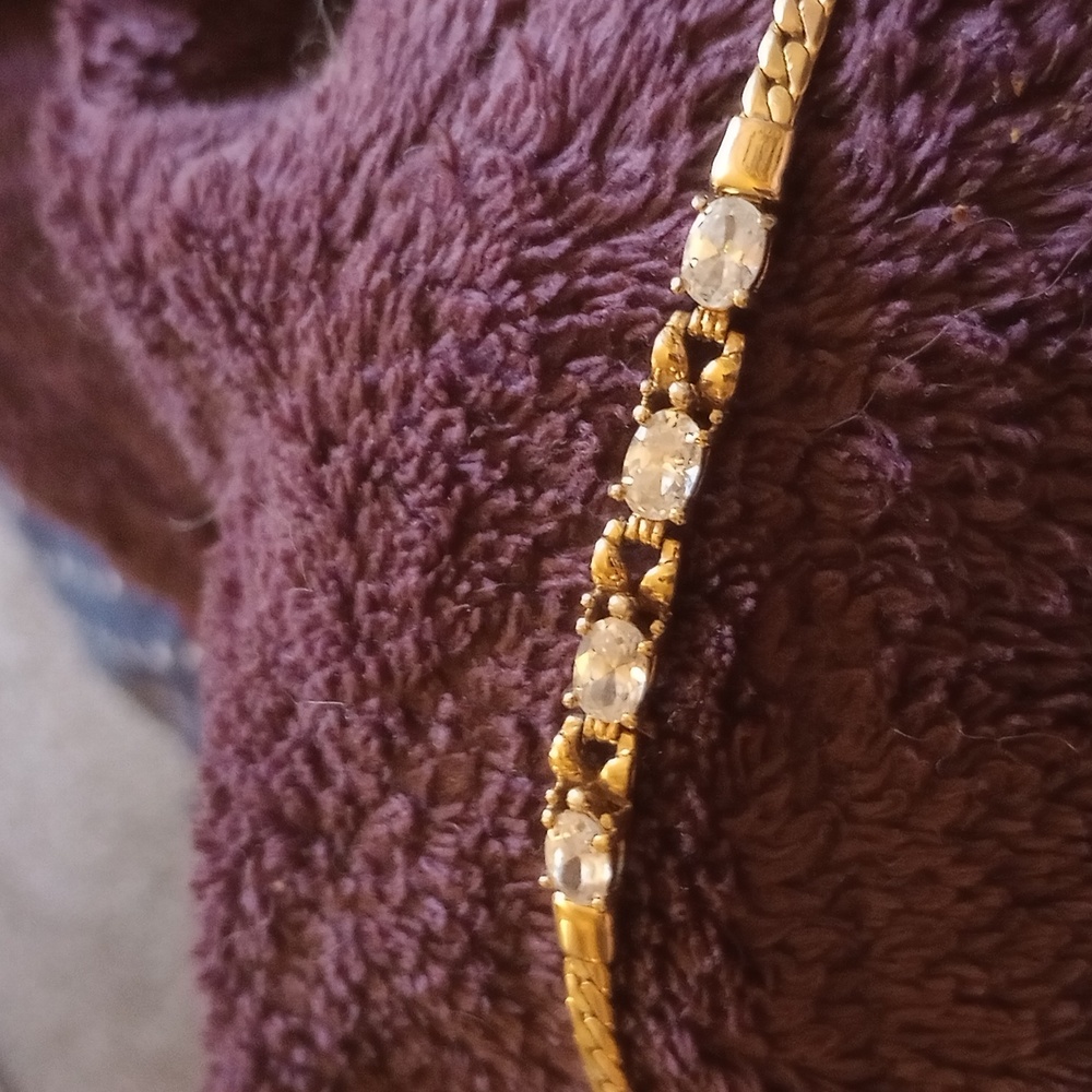 14k Gold Plated  And Cz Bracelet Stamped